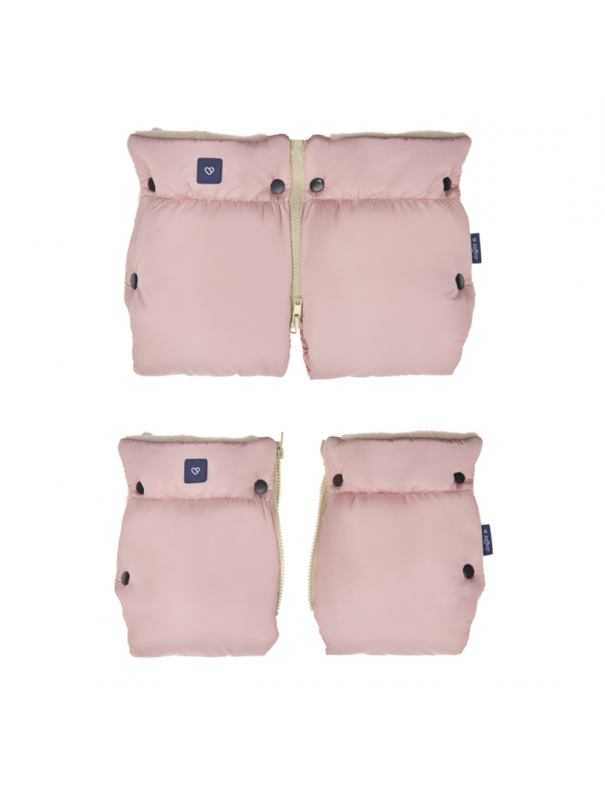 Mufka do wózka dwuczęściowa Beżowa Wełna Premium + Rose, Zaffiro