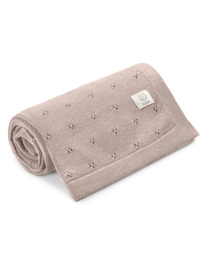 Koc dziany 100% merino wool JERSEY cocoa milk, YOSOY