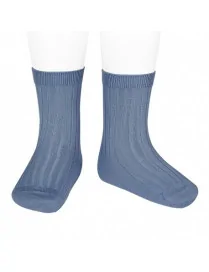 Skarpetki z prążkowanej bawełny, Condor, French Blue