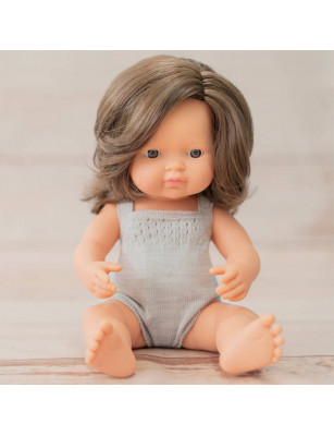 Lalka dziewczynka Europejka Brązowe włosy Colourful Edition | 38cm Miniland Doll