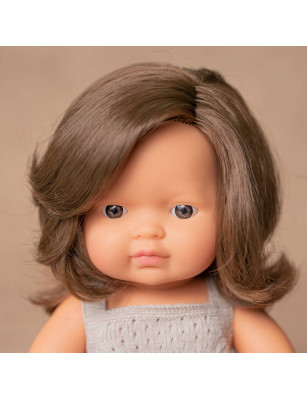 Lalka dziewczynka Europejka Brązowe włosy Colourful Edition | 38cm Miniland Doll