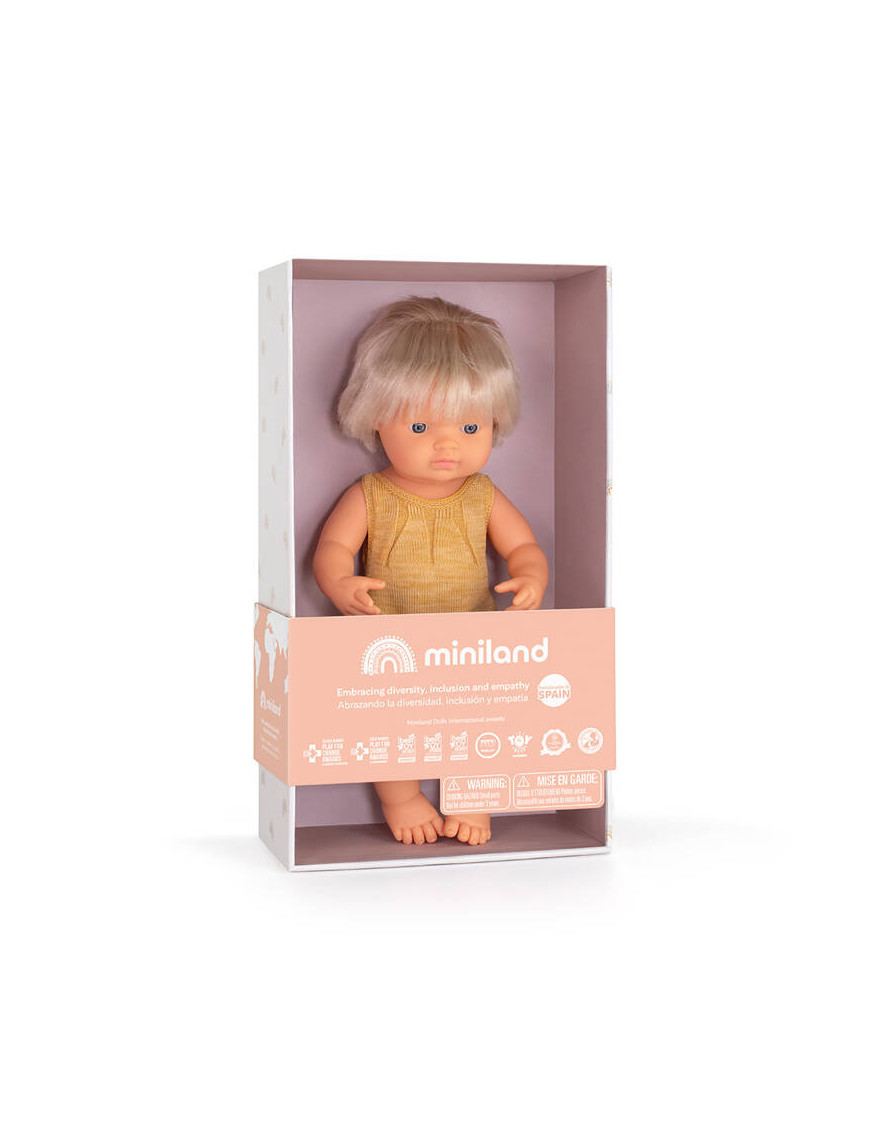Lalka dziewczynka Europejka z implantem ślimakowym Colourful Edition | 38cm Miniland Doll