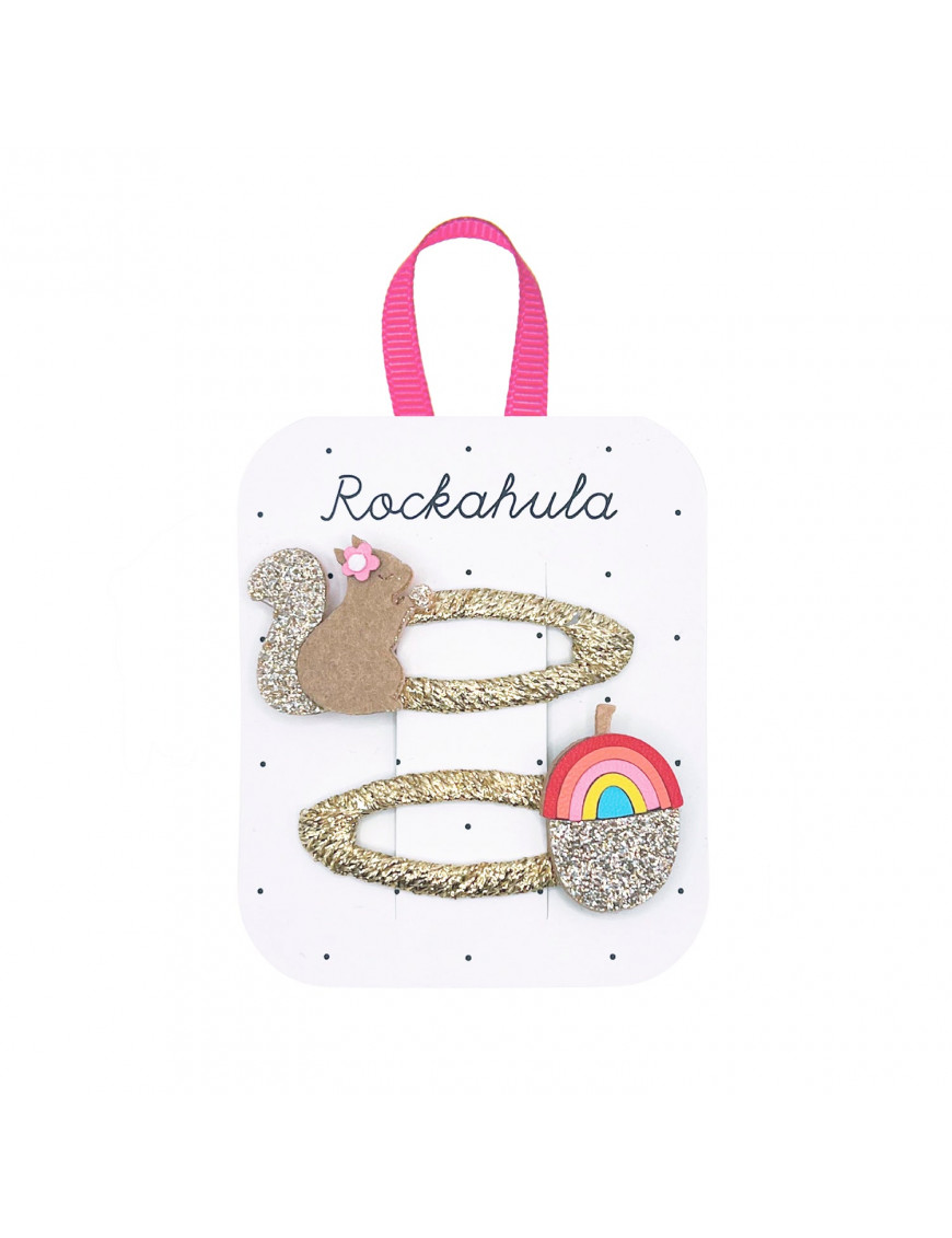 Rockahula Kids - 2 spinki do włosów Squirrel and Rainbow Acorn