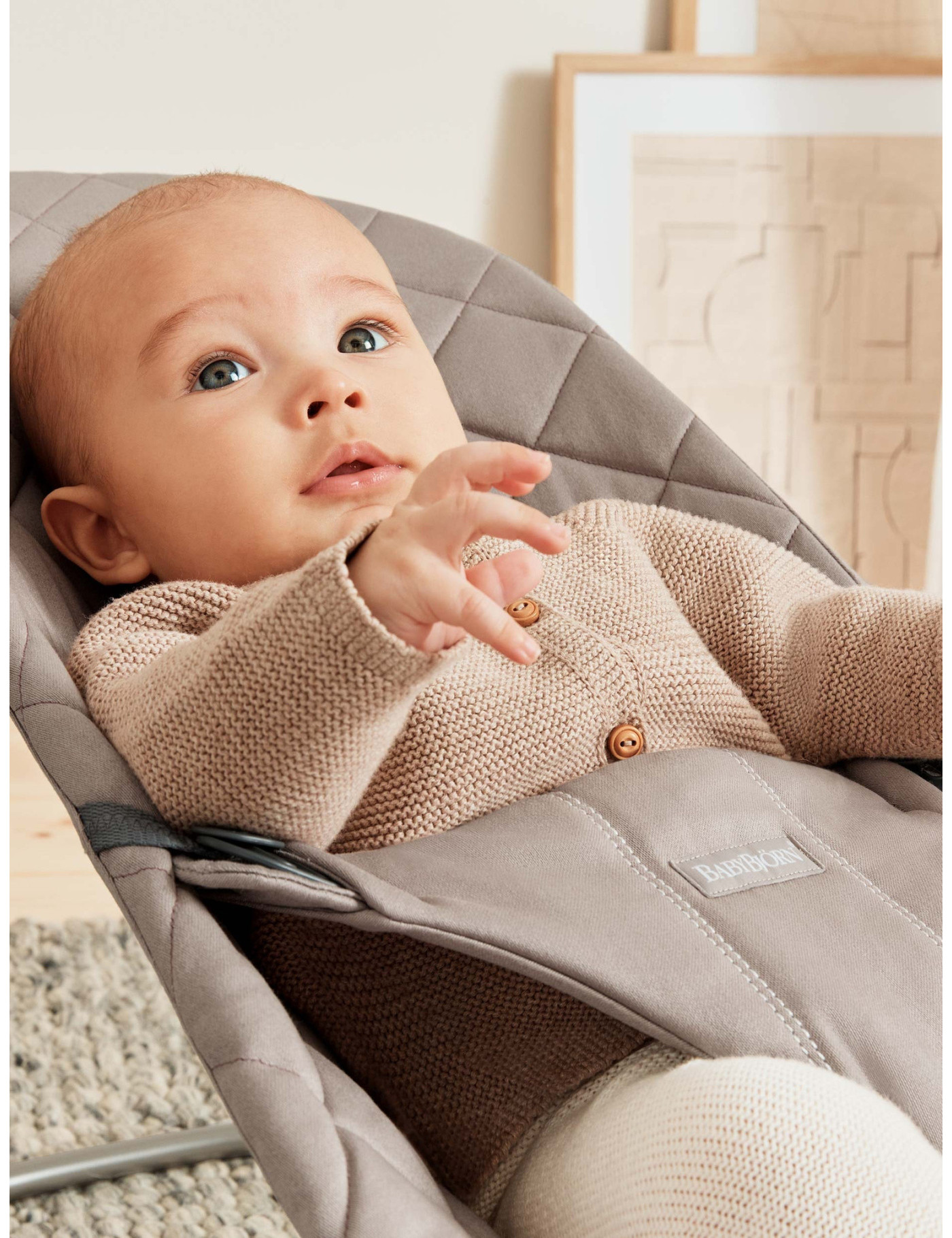 BABYBJORN - leżaczek BLISS Woven, Piaskowoszary