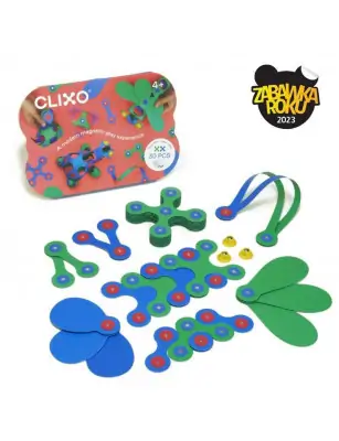 Clixo, Crew Pack klocki Magnetyczne, ZIELONO-NIEBIESKIE