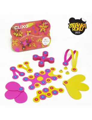 Clixo, Crew Pack klocki magnetyczne, RÓŻOWO-ŻÓŁTE