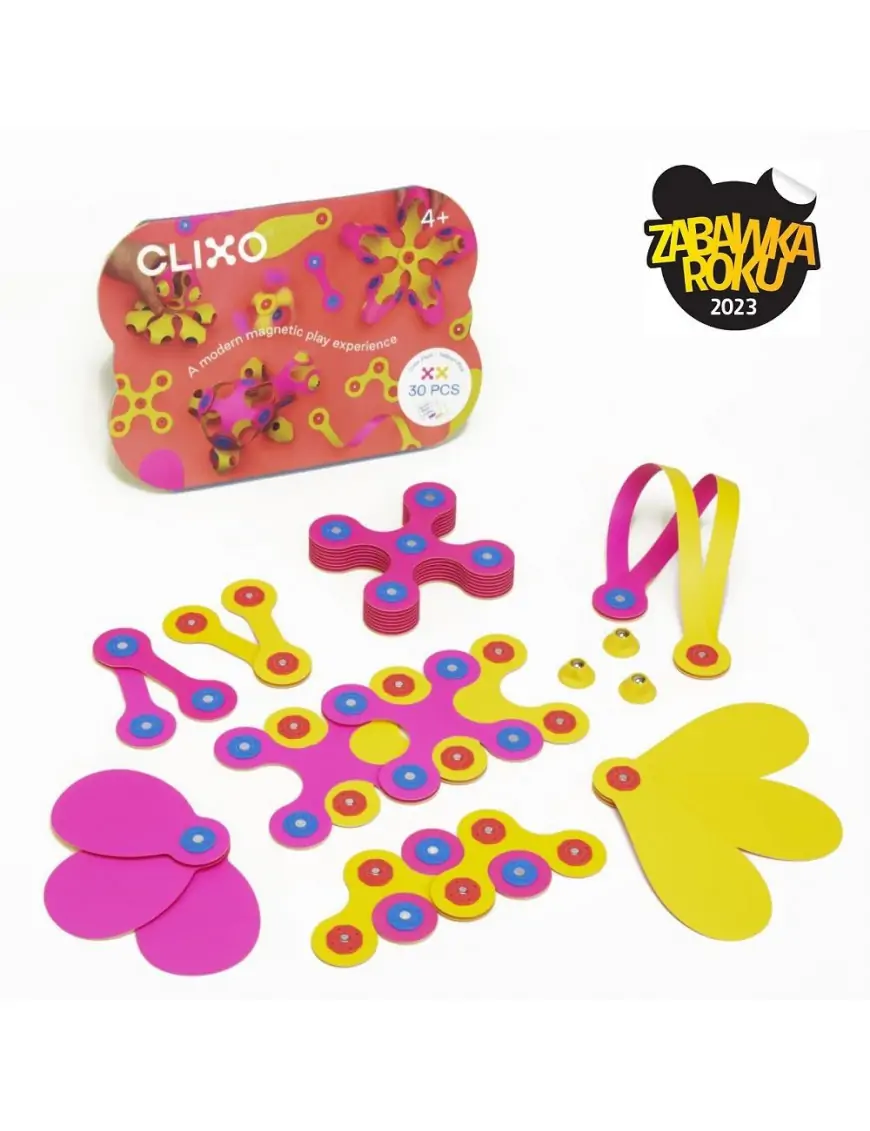 Clixo, Crew Pack klocki magnetyczne, RÓŻOWO-ŻÓŁTE
