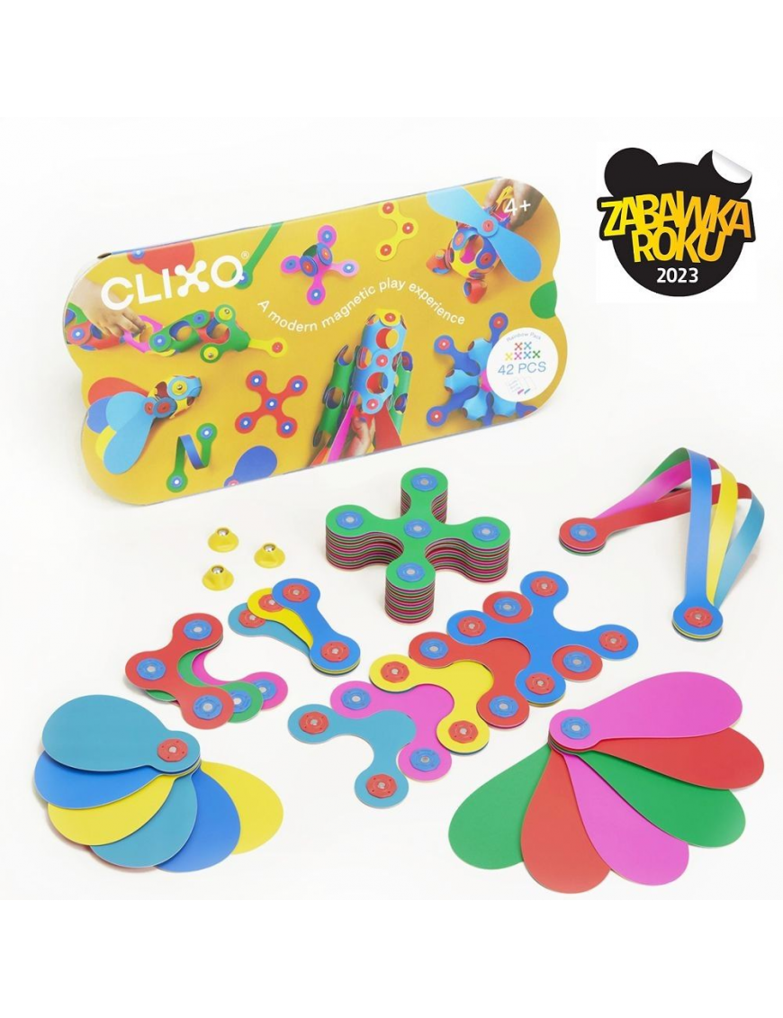 Clixo, Klocki magnetyczke Rainbow pack 42 ELEMENTY