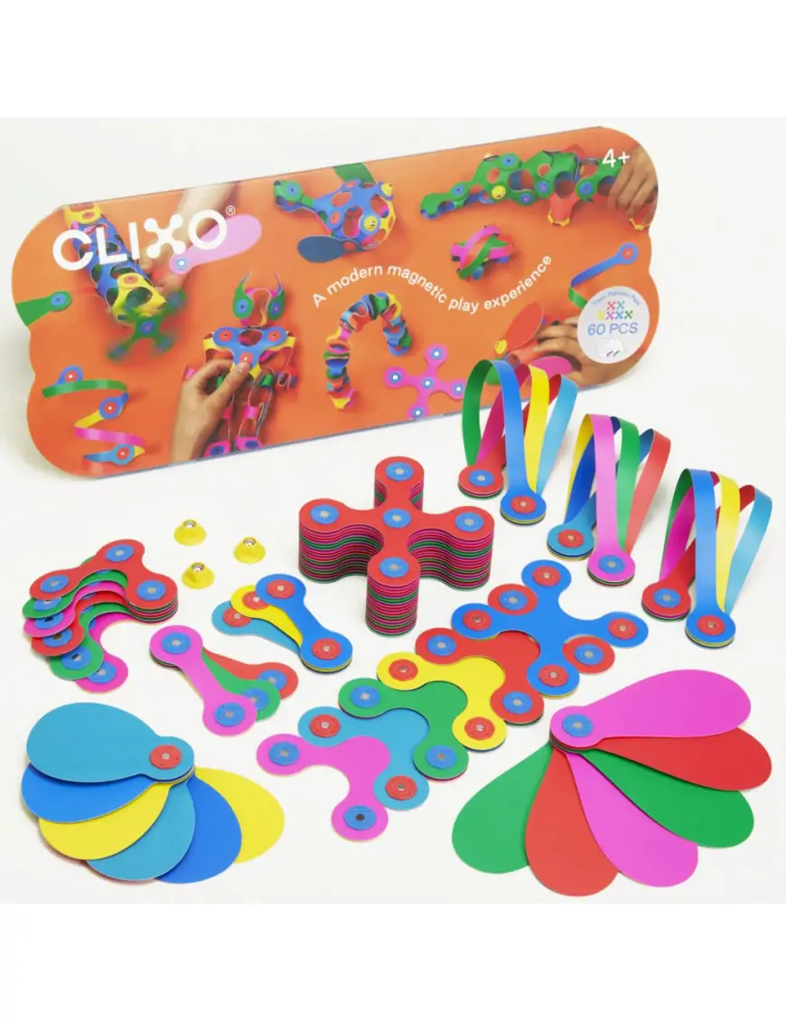 Clixo, Magnetyczny zestaw do konstruowania 60 ELEMENTÓW SUPER RAINBOW