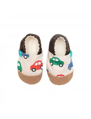 Kapcie Titot ze skórzaną podeszwą - Auta LITTLE CARS
