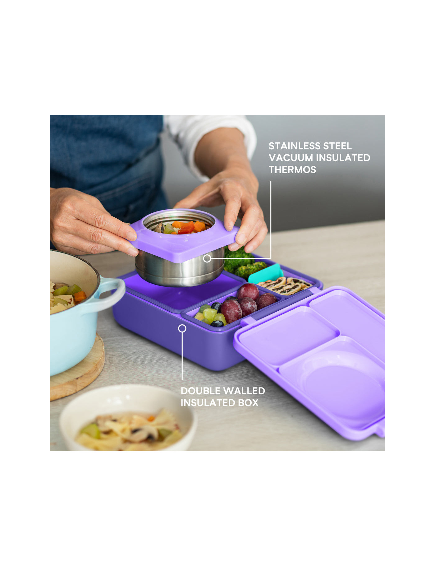 OMIE OMIEBOX lunch box z termosem, Purple Plum