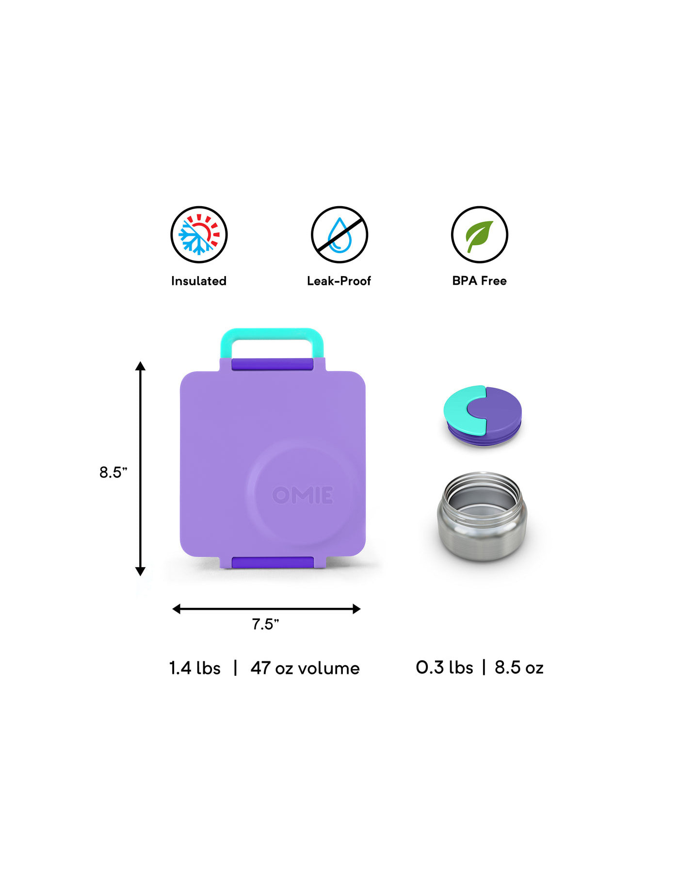 OMIE OMIEBOX lunch box z termosem, Purple Plum