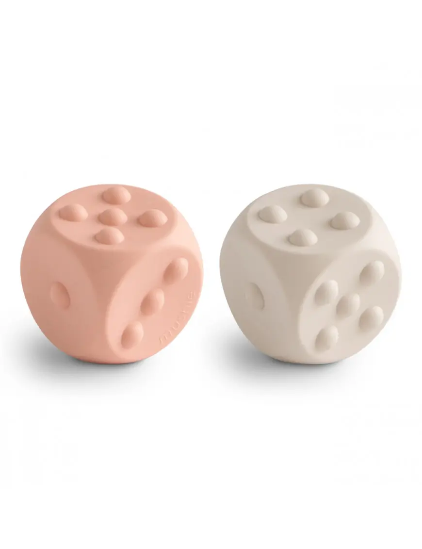 Mushie Press Toy Kostka 2-pack Blush/Shifting Sands