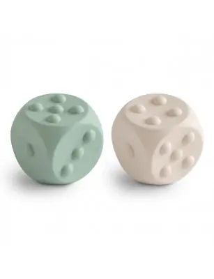 Mushie Press Toy Kostka 2-pack Cambridge Blue/Shifting Sands