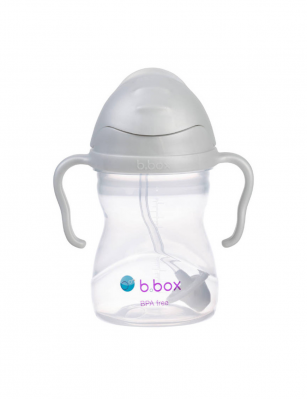 B.Box - Bidon niekapek ze słomką 240ml szary