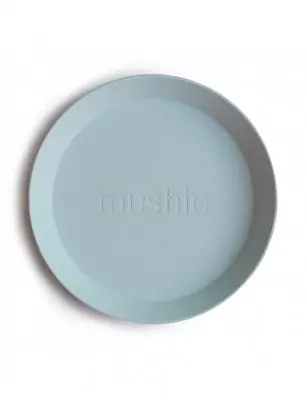 Mushie, Zestaw 2 okrągłych talerzyków Powder Blue