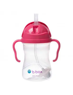 B.Box, Bidon niekapek ze słomką 240ml Malinowy