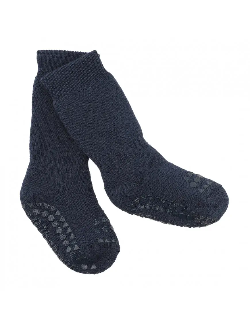 Bawełniane, ciepłe skarpetki antypoślizgowe Navy Blue GoBabyGo