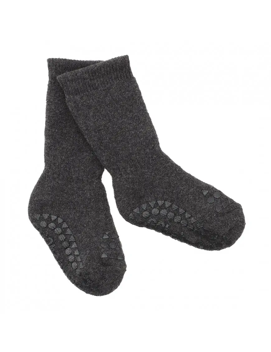 Bawełniane, ciepłe skarpetki antypoślizgowe Dark Grey GoBabyGo
