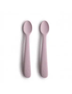 Zestaw 2 łyżeczek silikonowych dla dzieci Soft Lilac Mushie