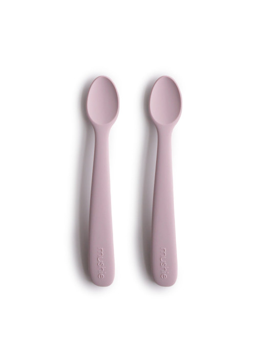 Zestaw 2 łyżeczek silikonowych dla dzieci do nauki samodzielnego jedzenia Soft Lilac