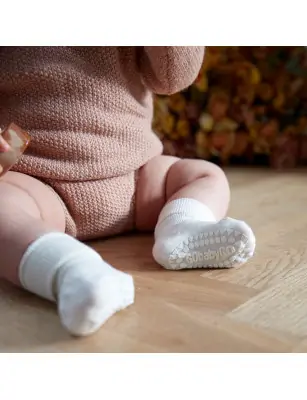 Bambusowe skarpetki antypoślizgowe off White GoBabyGo