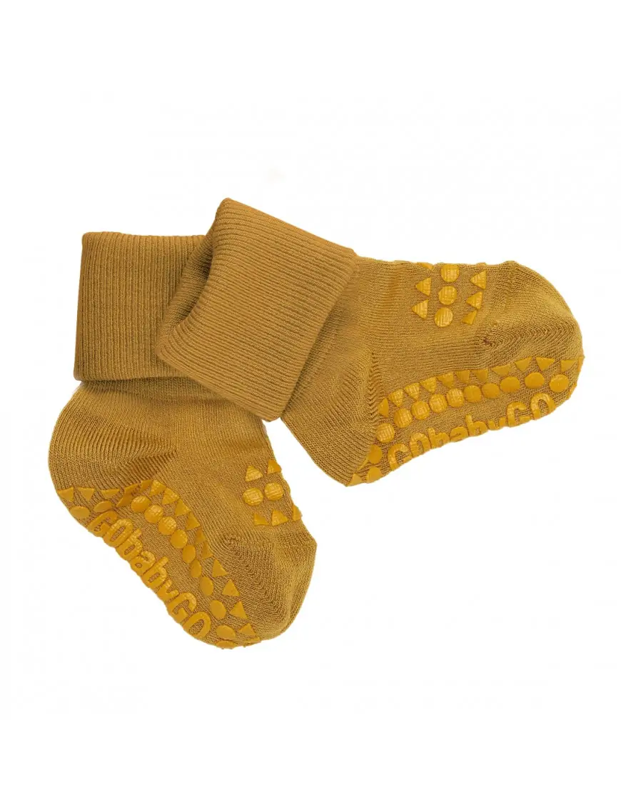 Bambusowe skarpetki antypoślizgowe mustard GoBabyGo
