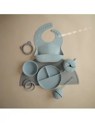 Mushie Miseczka Silikonowa z Przyssawką Powder Blue
