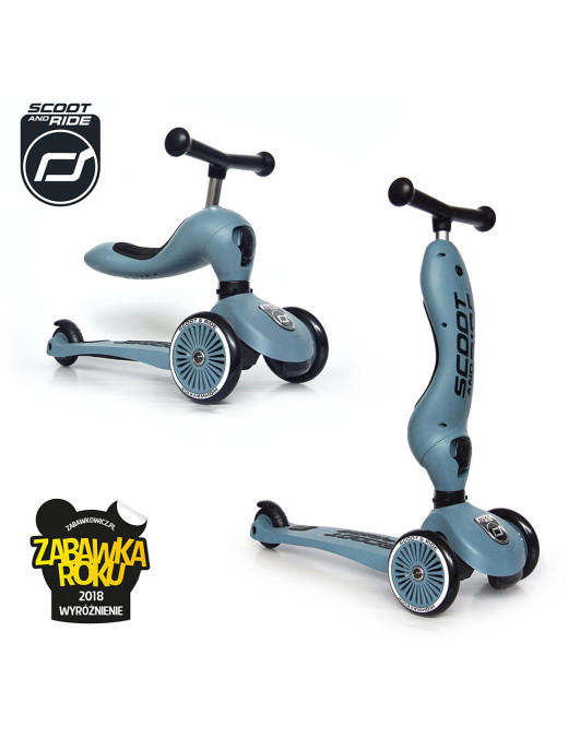 SCOOTANDRIDE Highwaykick 1 2w1 Jeździk i hulajnoga 1-5 lat Steel