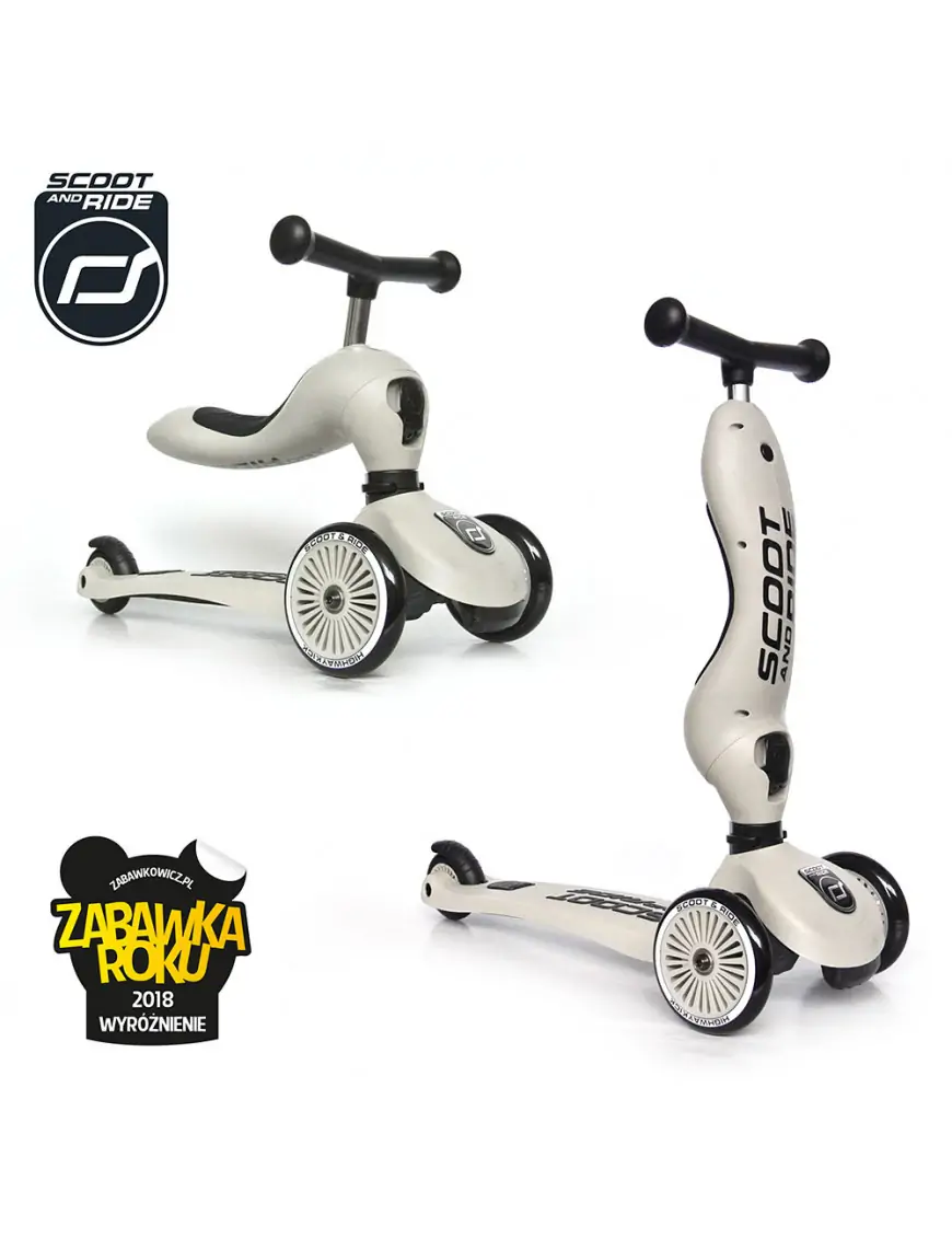 SCOOTANDRIDE Highwaykick 1 2w1 Jeździk i hulajnoga 1-5 lat Ash
