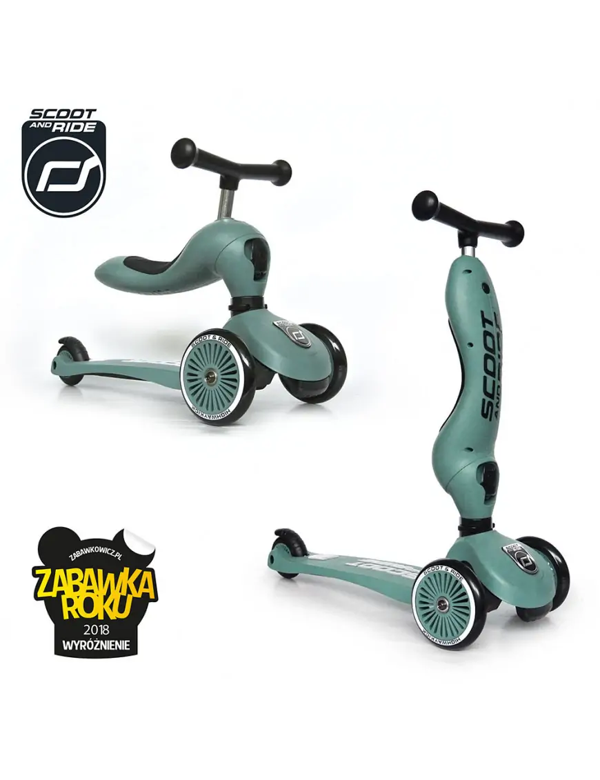 SCOOTANDRIDE Highwaykick 1 2w1 Jeździk i hulajnoga 1-5 lat Forest