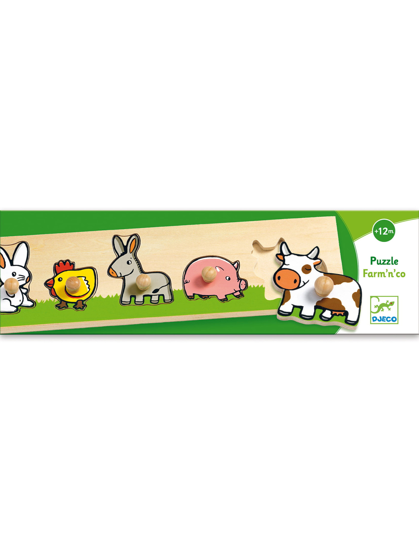 Djeco, Drewniane puzzle FARMA 12m+