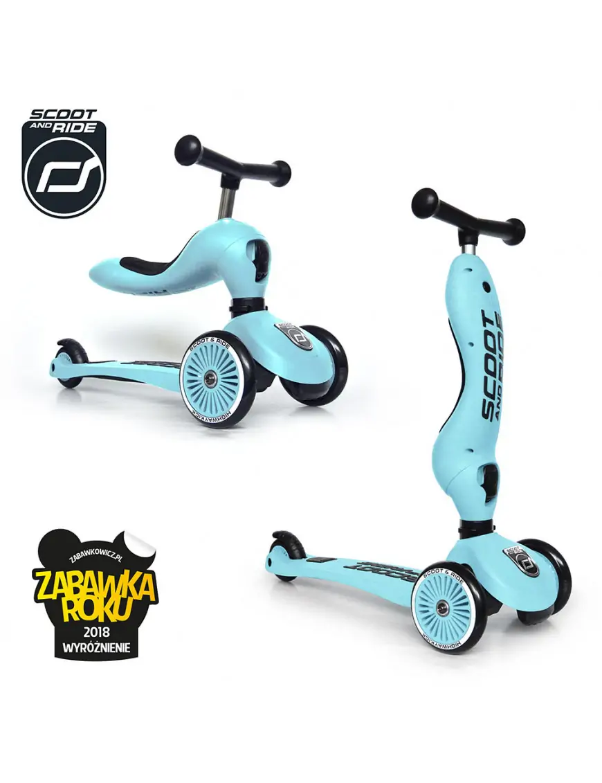SCOOTANDRIDE Highwaykick 1 2w1 Jeździk i hulajnoga 1-5 lat Blueberry