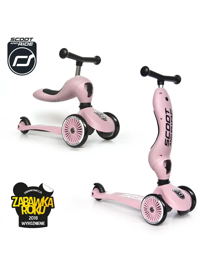 SCOOTANDRIDE Highwaykick 1 2w1 Jeździk i hulajnoga 1-5 lat Rose