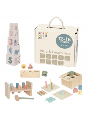 Edukacyjne pudełko 12msc + - zestaw czterech zabawek Jabadabado