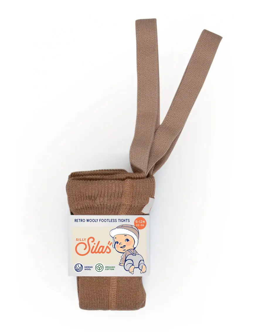 Wełniane legginsy z szelkami Silly Silas Light Brown