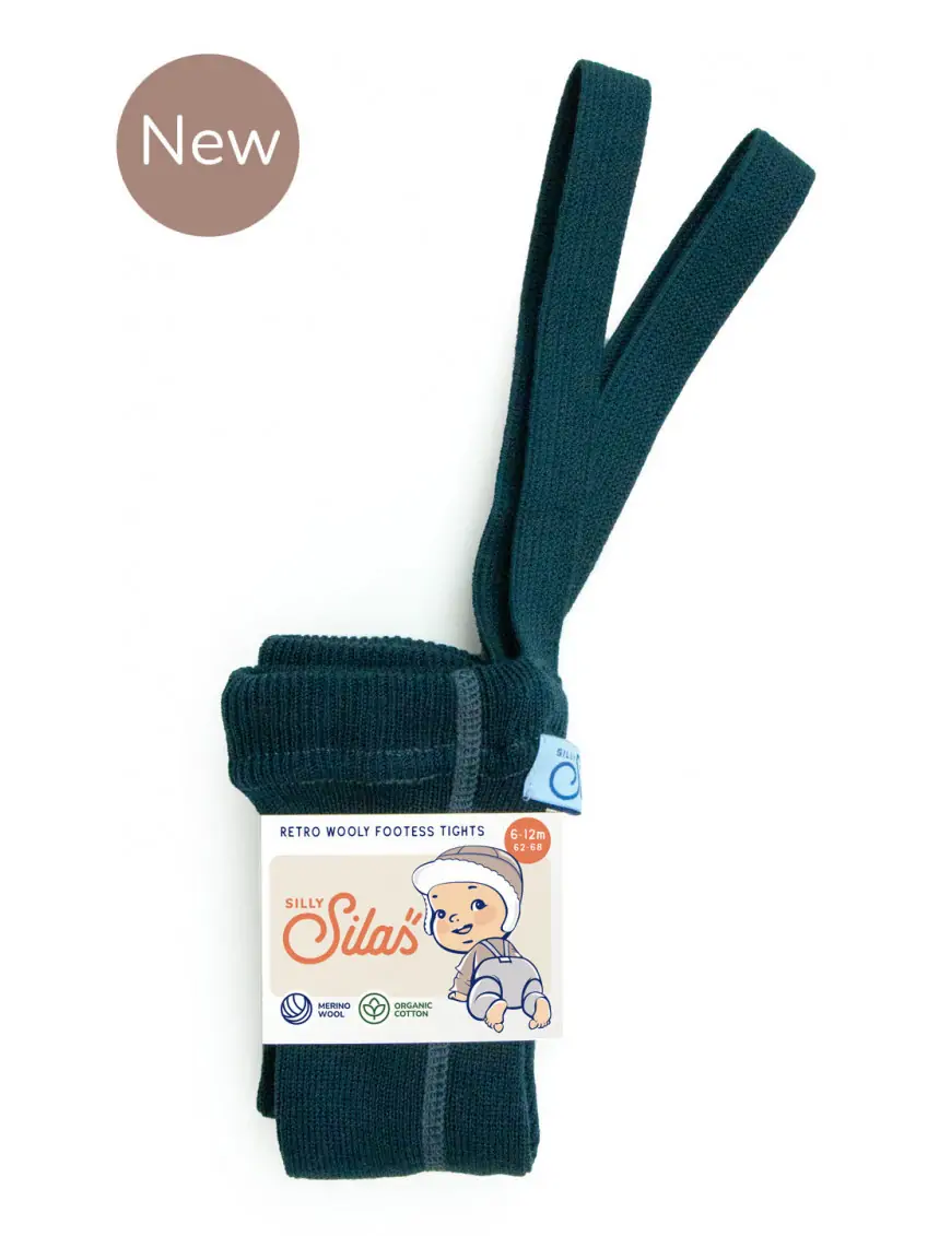 Wełniane legginsy z szelkami Silly Silas Blue
