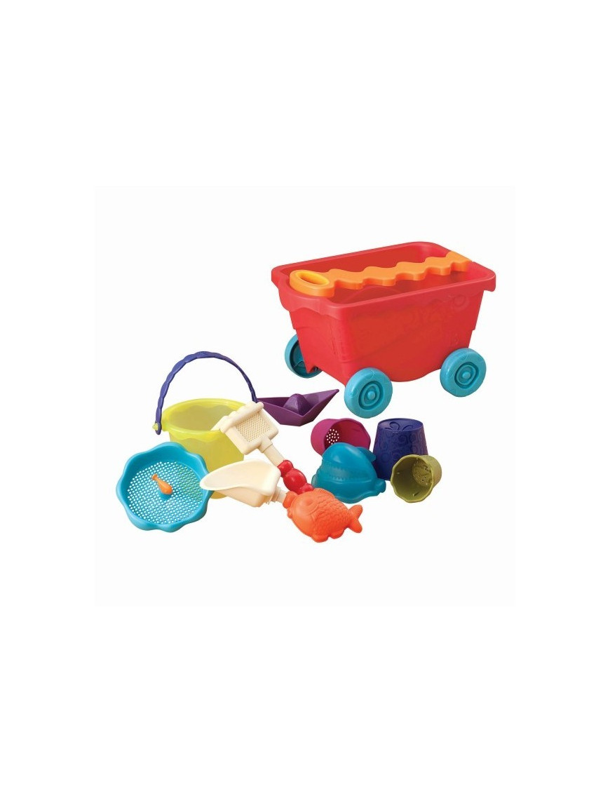 B. Toys, Wavey – Wagon – wózek – wagonik z akcesoriami do piasku - czerwony