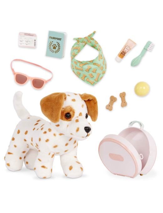 PIESEK na WAKACJACH – z REGULOWANYMI kończynami i akcesoriami – Vacay Pup Our Generation