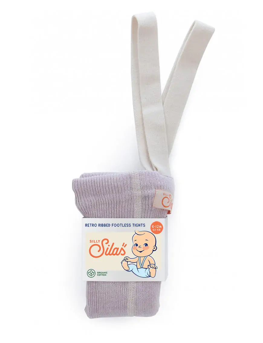 Legginsy z organicznej bawełny z szelkami Creamy Lavender, Silly Silas