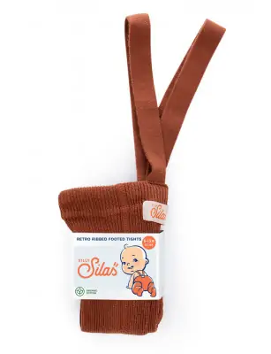 Rajstopy z organicznej bawełny z szelkami Silly Silas Cinammon