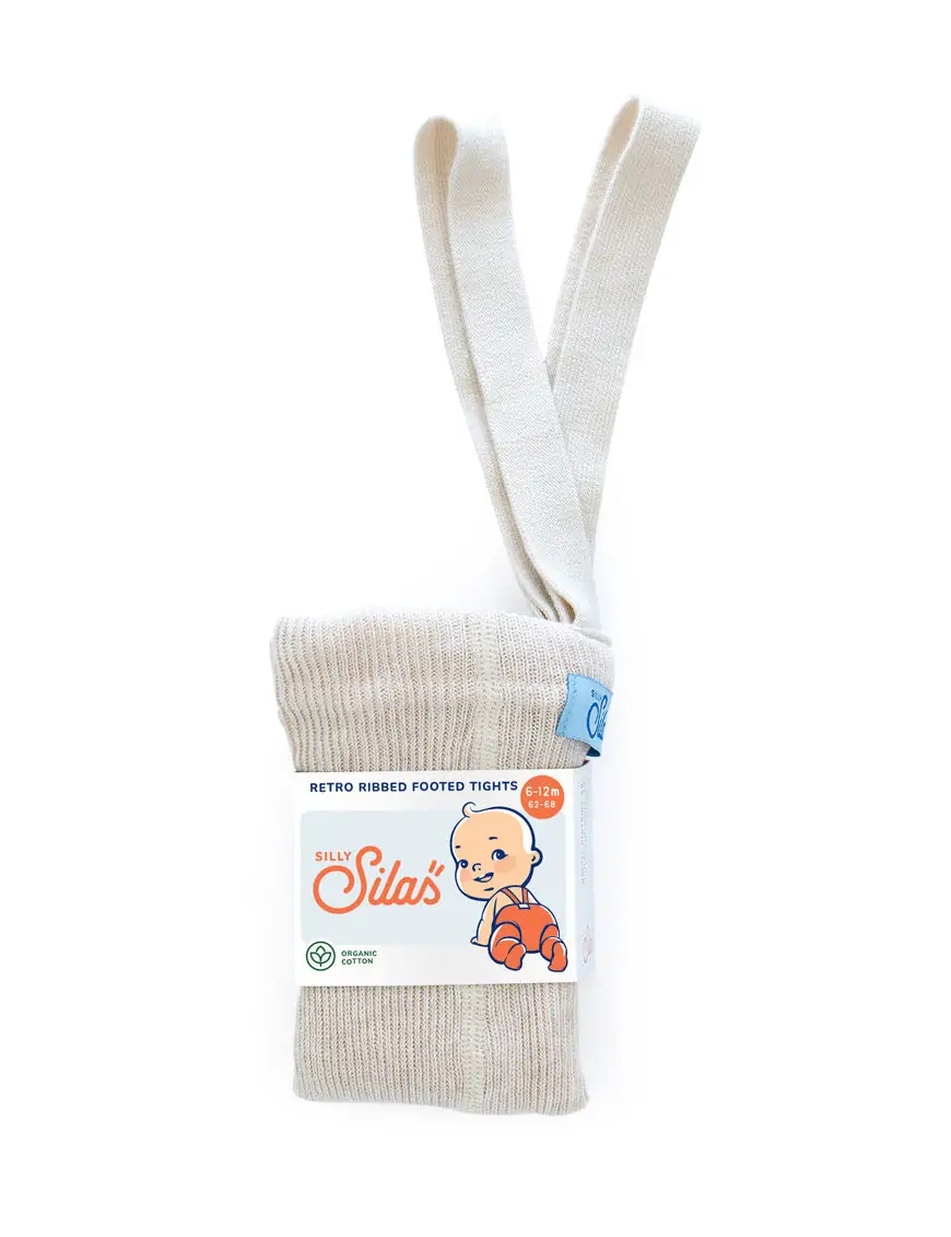 Rajstopy z organicznej bawełny z szelkami Silly Silas Cream