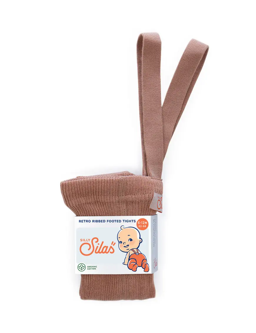 Rajstopy z organicznej bawełny z szelkami Silly Silas Light Brown
