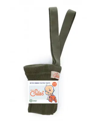 Rajstopy z organicznej bawełny z szelkami Silly Silas Olive