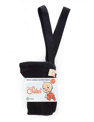 Rajstopy z organicznej bawełny z szelkami Silly Silas Black