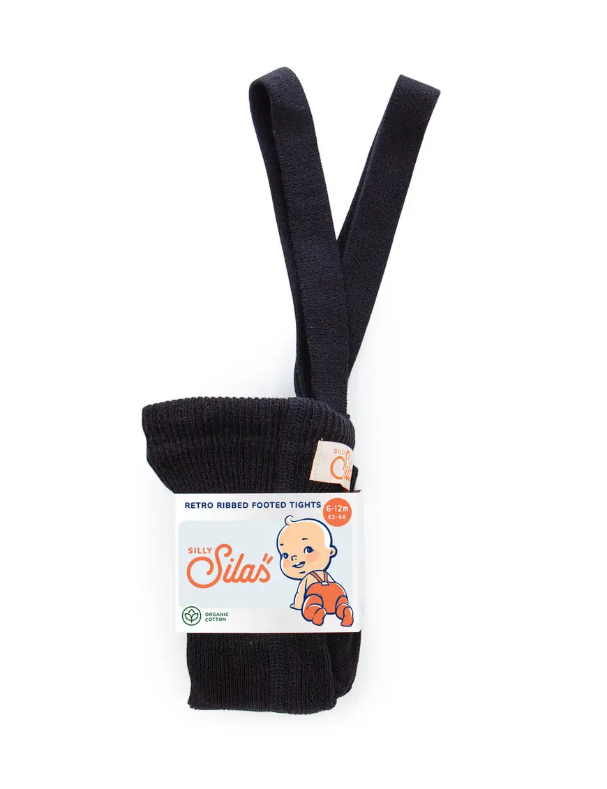 Rajstopy z organicznej bawełny z szelkami Silly Silas Black