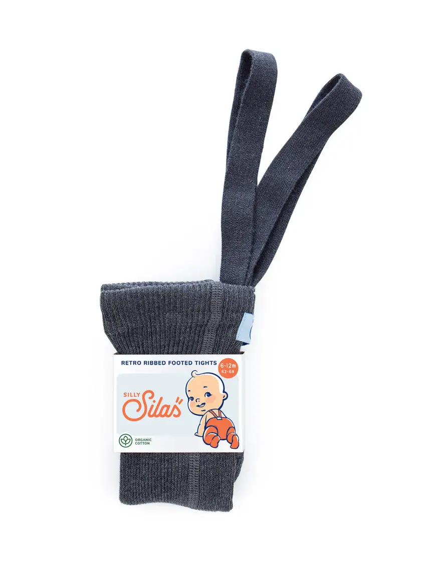 Rajstopy z organicznej bawełny z szelkami Silly Silas Grey Storm