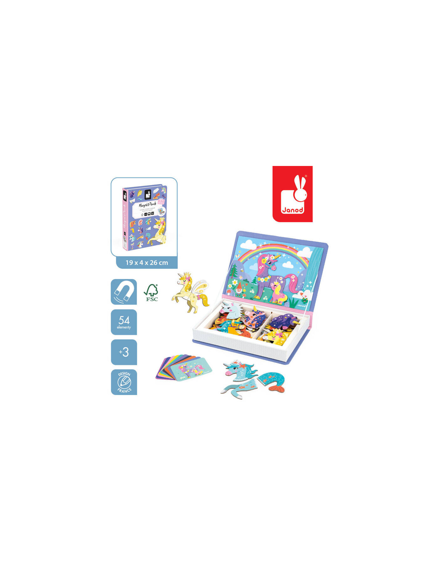 Magnetyczna układanka Jednorożec Magnetibook 3-8 lat, Janod