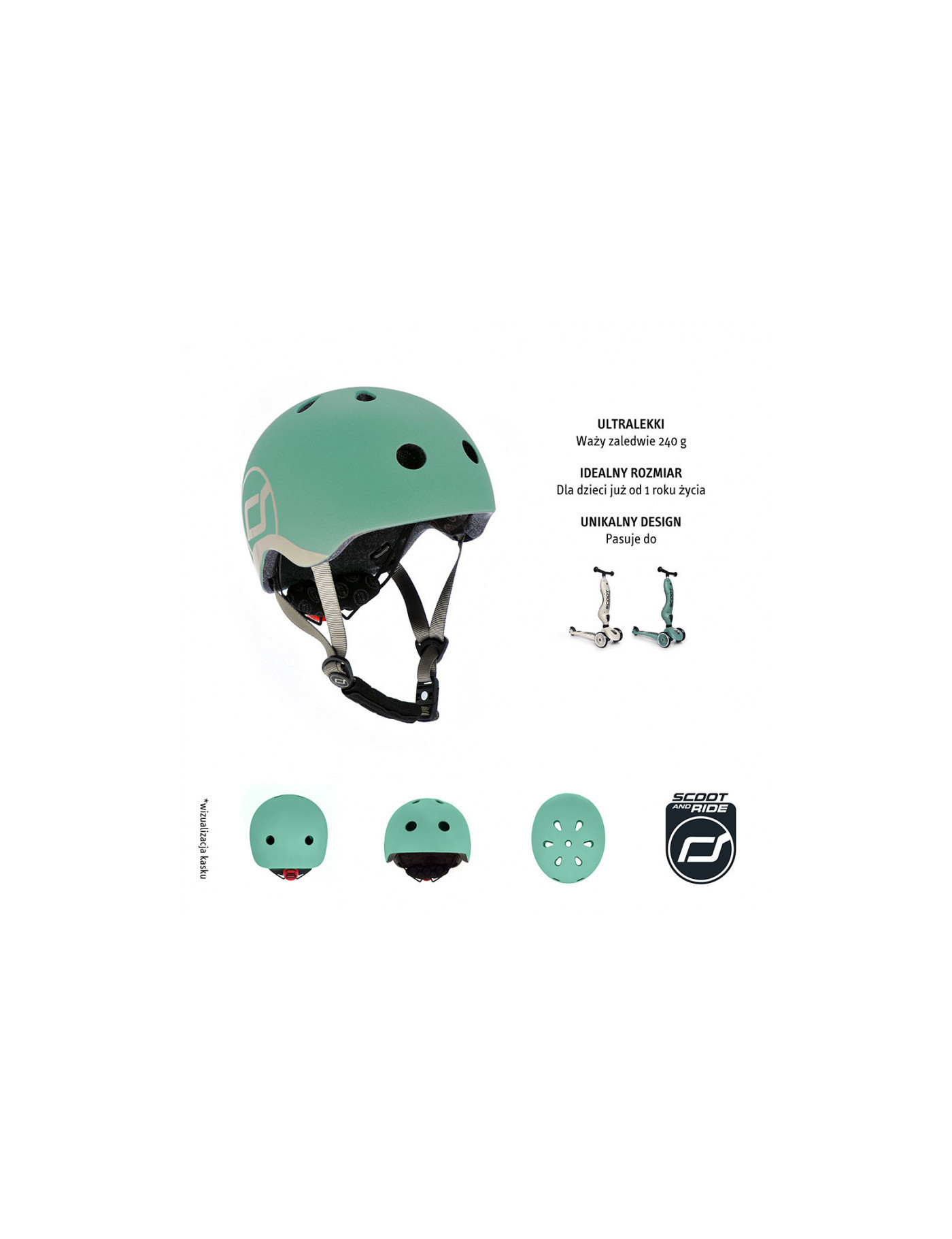 SCOOTANDRIDE Kask dla dzieci (XXS-S oraz S-M) Forest SCOOTANDRIDE Kask dla dzieci (XXS-S oraz S-M) Forest