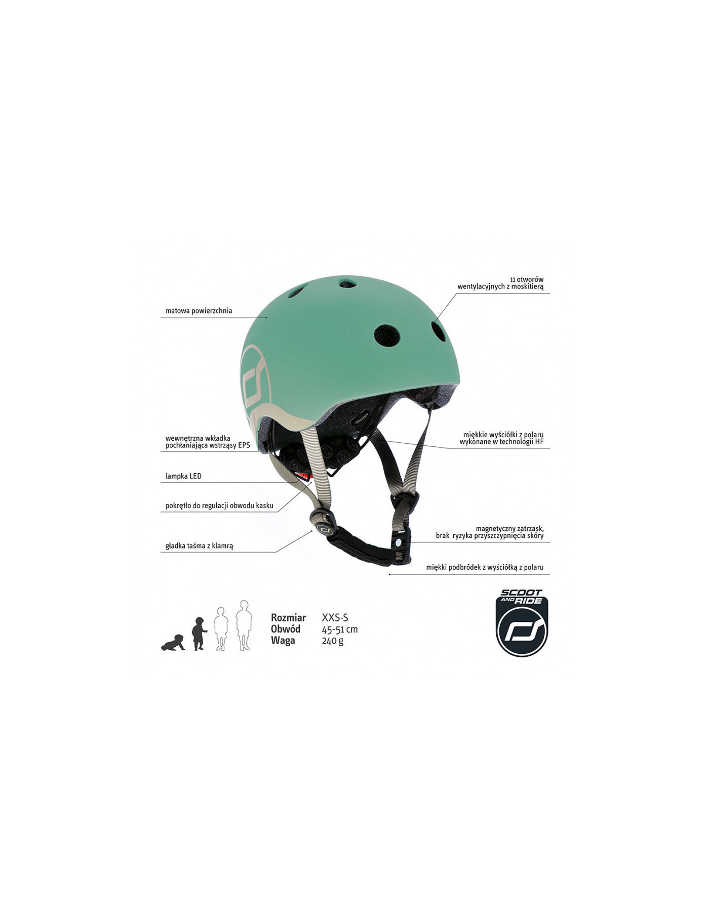 SCOOTANDRIDE Kask dla dzieci (XXS-S oraz S-M) Forest SCOOTANDRIDE Kask dla dzieci (XXS-S oraz S-M) Forest